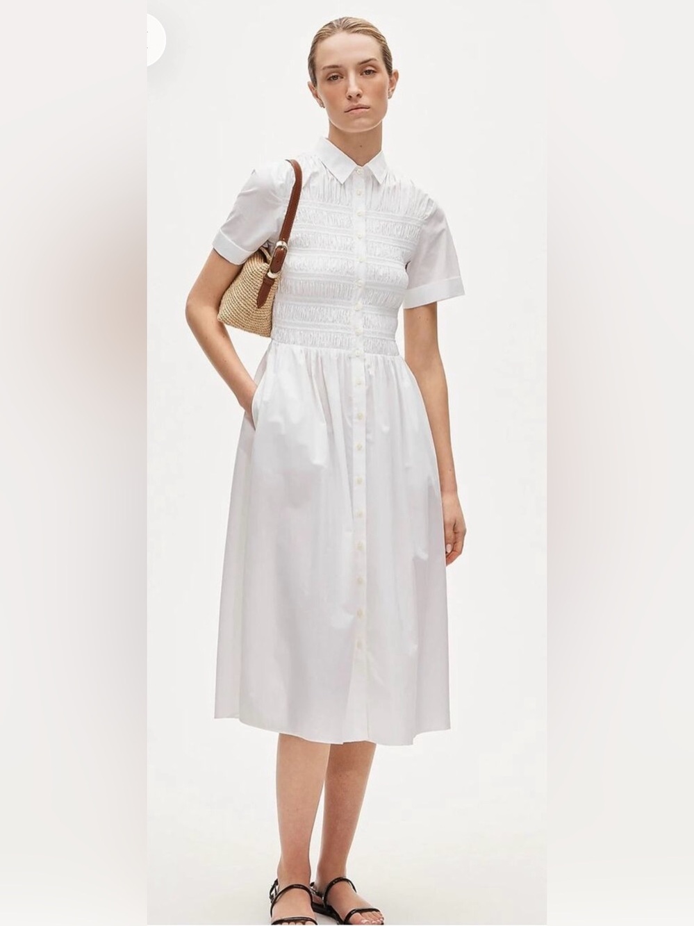 J.Crew Elsie Shirt-Dress in crisp white cotton poplin. Retail $168 NWT size M